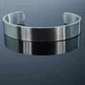 Bracciale rigido a C in acciaio inossidabile con trama in metallo spazzolato opaco - Argento (12mm Uomini)