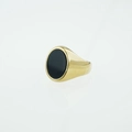 Anello con sigillo dorato in titanio e pietra ovale nera, stile retrò da uomo - US 7 / Base Oro Nero (Fascia Oro Con Pietra Nera)