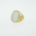 Bague vintage dorée avec une grande pierre de lune ovale et détails en filigrane - Blanc / Or