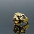 Anillo de cabeza de tigre gótico para hombre en acero inoxidable dorado tallado - US 7 / Dorado