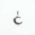 Punk style titanium steel crescent moon pendant with spikes and vintage silver finish - Pendant Only (No Chain)
