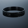 Black 8mm stainless steel cuff bracelet with matte frosted and polished finish - 6mm Women's Style / Black
