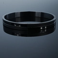 Minimalist 8mm wide black polished stainless steel oval bangle with glossy finish - 8mm Men's Style / Black
