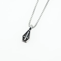 Gothic punk stainless steel coffin pendant necklace with silver inverted cross on box chain - Pendant + Matching Chain