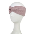 Women's dusty rose waffle knit headband featuring a stylish front cross knot design - Pink