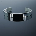 Minimalist adjustable open C-shape cuff bracelet in polished silver mirror finish stainless steel - Women's (Small) / Silver