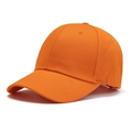 Close-up of vibrant orange twill cotton baseball cap showing stitching and eyelets - 55-58cm / Orange