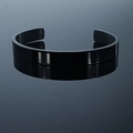 Minimalist adjustable open bangle in matte black finish stainless steel for men and women - Women's (Small) / Black