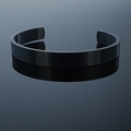 Bracciale rigido aperto in acciaio inossidabile nero opaco con scanalatura a C moderna - Nero (8mm Donne)