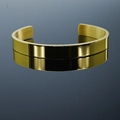 Adjustable golden stainless steel open cuff bracelet with high polished mirror finish - Women's (Small) / Gold