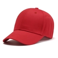 Detail van de rode twill baseballpet met zes panelen en versterkte gestikte klep - 55-58cm / Rood