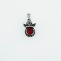 Vintage-Halskette aus Edelstahl mit Engel-Anhänger und rundem rotem Rubin-Edelstein - Roter Anhänger Nur (Ohne Kette)