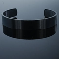 Bracciale rigido aperto a C in acciaio inossidabile nero opaco con finitura spazzolata - Nero (12mm Uomini)