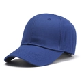 Gedetailleerd zijaanzicht van een koningsblauwe honkbalpet van katoenen keperstof met klep - 55-58cm / Blauw