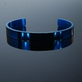 Minimalist deep blue mirror finish stainless steel open cuff bracelet for men and women - Women's (Small) / Blue