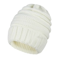 Berretto invernale bianco in maglia con motivi a treccia e bordo a coste per massimo calore - Taglia unica / Bianco