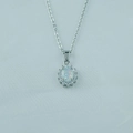 Exquisite silver titanium steel necklace featuring a radiant sun opal pendant with zircon - Sunflower Style (A) / Pendant with Necklace / White