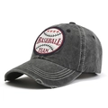 Detalle de gorra de béisbol de algodón lavado vintage con parche bordado y visera usada - Talla única / Negro
