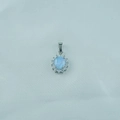 Exquisite silver titanium necklace featuring a blue opal pendant with a floral halo design - Sunflower Style (A) / Pendant Only (No Chain) / Blue
