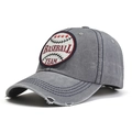 Gorra de béisbol gris vintage de algodón lavado con parche bordado y detalles desgastados - Talla única / Gris