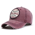 Gorra de béisbol vintage roja lavada con parche bordado y visera con efecto desgastado - Talla única / Burdeos