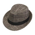 Klassischer britischer Karo-Fedora für Herren aus Wollmischung mit schwarzem Ripsband - Einheitsgröße / Kaffeebraun