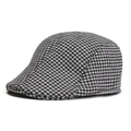 Gorra clásica para hombre con estampado de pata de gallo en blanco y negro de lana - Talla única / Negro y Gris