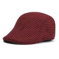 Gorra plana clásica con estampado de pata de gallo rojo y negro en estilo retro - Talla única / Granate