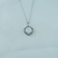 Titanium steel necklace with heart-shaped opal pendant and sparkling rhinestones - Heart Style (B) / Pendant with Necklace / White