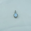 Silver titanium necklace with teardrop blue opal pendant and small zircon stones - Waterdrop Style (C) / Pendant Only (No Chain) / Blue