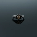 Bague vintage en acier inoxydable avec saphir champagne et fini argent oxydé - US 7 / Style Strass Orange