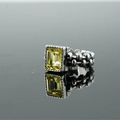 Anello vintage in argento con gemma gialla rettangolare e fascia con perline - 7 / Zirconia Giallo Pallido