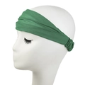 Deep green wide elastic headband with ribbed texture for sports and yoga fashion - Solid Green