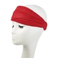 Elastic red paisley headband shown on a white mannequin head for fitness and casual wear - Solid Red