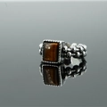 Anello punk vintage in argento con occhio di tigre marrone rettangolare e fascia - 7 / Occhio di tigre
