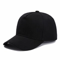 Classic black five-panel cotton baseball cap with curved brim and solid finish - One Size / Black