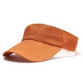 Close-up of vibrant orange sun visor hat with reinforced stitching on the curved brim - One Size / Orange