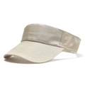 Detail of champagne beige sun visor with satin finish and reinforced brim stitching - One Size / Khaki