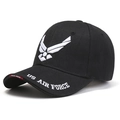 Schwarze Baseballkappe mit US Air Force Flügel-Stickerei und UV-Schutz für Damen und Herren - Einheitsgröße / Schwarz