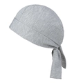 Close-up of grey knit cycling bandana cap showing premium fabric texture and tie straps - One Size / Light Gray