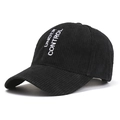Cappellino da baseball in velluto a coste nero con ricamo Under Control sul lato - Taglia unica / Nero