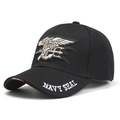 Taktische Navy SEALs Baseballkappe in Schwarz mit Trident-Stickerei und seitlichem Branding - Einheitsgröße / Schwarz