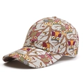 Baseball cap with colorful cartoon owl print on light gray twill fabric for outdoor sun shade - L (58-60cm) / Beige