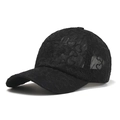 Atmungsaktive schwarze Mesh-Basecap mit Herz- und Kleeblatt-Stickmuster für optimalen Sonnenschutz - L (58-60cm) / Schwarz