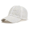 Weiße Mesh-Baseballkappe mit Kleeblatt-Stickerei für atmungsaktiven Sonnenschutz im Sommer - L (58-60cm) / Gebrochenes Weiß