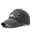 Vintage washed charcoal cotton baseball cap with Boston 1985 embroidery and distressed brim - One Size / Black