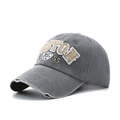 Distressed grey washed cotton baseball cap with Boston embroidery in vintage style - One Size / Gray