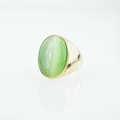 Anello in acciaio al titanio con pietra occhio di gatto verde chiaro e finitura oro - Taglia 7 / Verde Chiaro (Tono Oro)