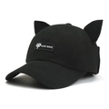Leuke zwarte honkbalpet met kattenoren en handgemaakt label voor heren en dames - Eén maat / Zwart