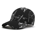 Schwarze Baseballkappe aus Baumwolle mit weißem Eiffelturm-Graffiti und Pariser Print - Verstellbar / Schwarz